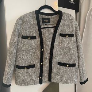 maje tweed style jacket with gold detail